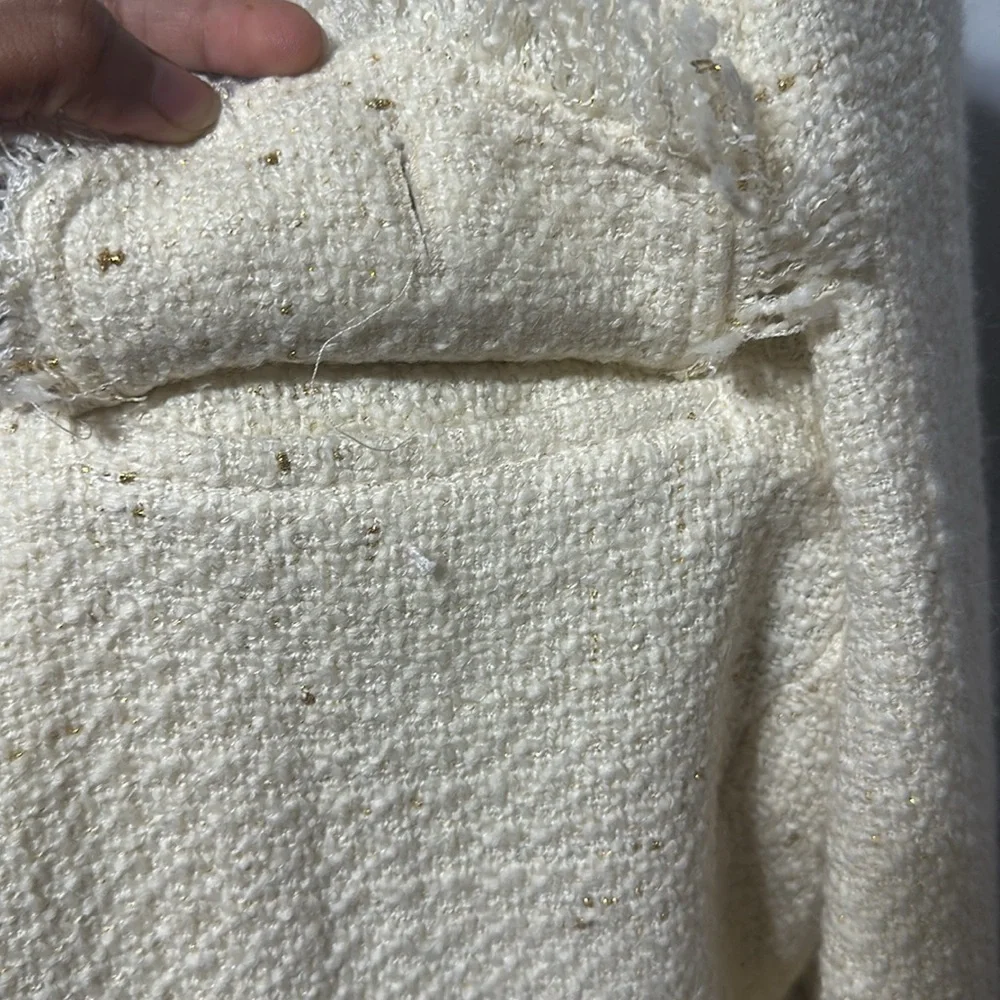LULUS Prim and Proper Cream Tweed Jacket Size L